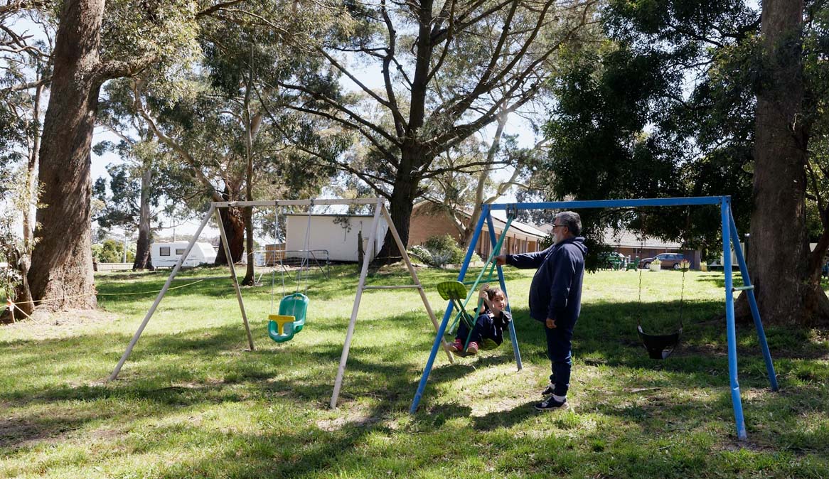 Swings for kids in caravan park